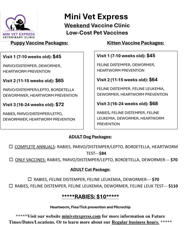 Feb 14, 2026 Mini Vet Express Mobile Weekend Prices